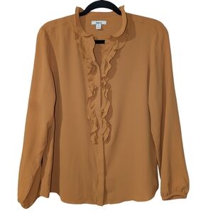 Bar III Women's Tan Ruffle Front Blouse